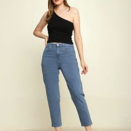 Women Relaxed Fit High Rise Blue Jeans-image-74