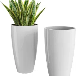 Plastic Tower Pot 14 inch White Plant Container Set-picture-27