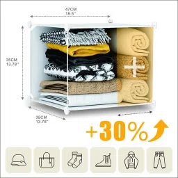 flipkart perfect homes studio ® Portable 8-Cube Closet Foldable Storage Organizer White PP Collapsible Wardrobe image 4