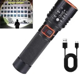 Rechargeable C Type USB Portable Light Long Range Adjustable Focus emergency Torch-19