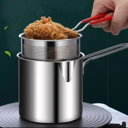 Stainless Steel Deep Fryer Pot with Basket Long Handle 1.2 L Electric Deep Fryer-image-48