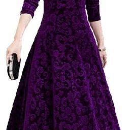 Women Fit and Flare Purple Maxi/Full Length Dress-image-35