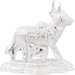 pure silver cow and calf idol for puja, kamdhenu cow for home and gifting purpose (wt. 10gm) Decorative Showpiece - 3.8 cm-43