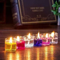 Home Decor Multicolour Cute Romantic Glass Jelly Gel Candles Decor Gel Wax Smokeless Decorated Mini Candles for Home Decor Diwali Decoration,Spa,Birthdays Party,Festivals (Set of 6, Multi) Candle-17