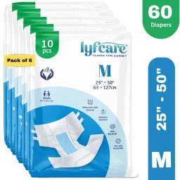 Classic Tape Style | Unisex | Medium | Waist Size (25-50 Inch) | Pack of 6 | Adult Diapers - M-image-5
