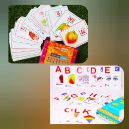 Combo of Hindi and English Alphabet flash cards for kids with colourful pictures-7