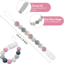 hasthip 2Pcs Pacifier Chain with Pacifier Clips, Baby Teether Holder Belt Pacifier Clip Teether image 3