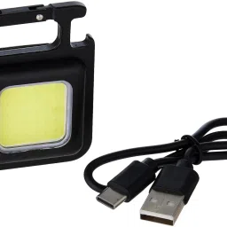 Mini Led Cob Rechargeable Keychain Flashlight 4 White Light Modes Black Metal Table Lantern-6