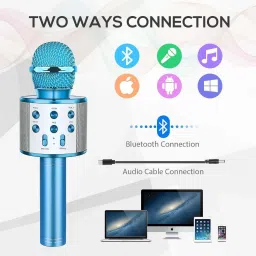 zmoly Duplex Bluetooth Mic WS-858 SING SONG MIKE Speaker 2-in1 With Recording + USB + FM Microphone image 4