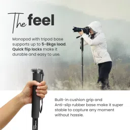 DIGITEK DMP 75L Lightweight Telescopic Monopod with Tripod Base Load Capacity 8 kg Monopod image 5