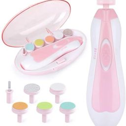 ™ Baby Nail Trimmer Electric Safe Baby Nail Filer LED Light 6 Grinding Heads Kit-image-60