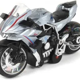 Die-Cast Alloy Sports Bike Toy with Light & Sound – Grey (1:18 Scale)-image-70