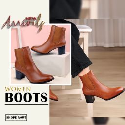 Women's Tan Casual Chelsea Slip On Boot And High Ankle Boot. Wedges For Women-7
