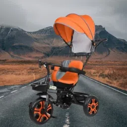 Canopy Tricycle with Soft Seat,Front-Back Basket,Parental Push Handle,Bell Kids Canopy Tricycle for Babys with New Colours Tricycle-image-7