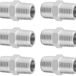 Full Brass 1 Inch Hex Nipple For Pipe Fittings Set Of 6 (Chrome Finish) Faucet Nozzle-image-3
