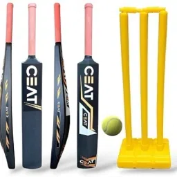 Combo Set Pvc Plastic Bat With Plastic Wicket Set 3 Stumps And 1 Tennis Ball Cricket Kit-image-29