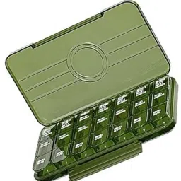 1 Large Transparent Portable Medicine Box for Business Trip(28 Compartments Green) Pill Box-image-65