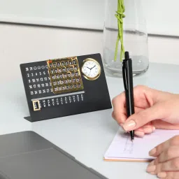 zahepa Perpetual Calendar with Clock & Month Display, Lifetime Metal Table Calendar image 5
