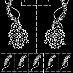 Simple And Bold Mehndi Stencil Featuring Blossoms, Leaves And Star Trail-image-56