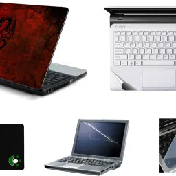 Mitram 5in1 Laptop Accessories Combo 15.6 Inch Dragon laptop Skins Stickers, Screen Guard, Key Guard, Mouse Pad and Palmrest Skin for Laptops || Notebooks Combo Set-11