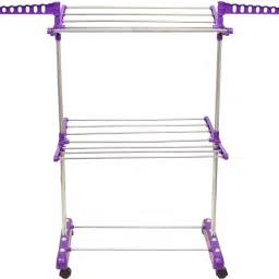 Steel, Aluminium, Plastic Floor Cloth Dryer Stand SS Premium Compact Space Saving Foldable - US2055 Single Poll-23