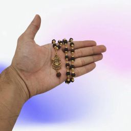 Shiv Dotted Locket Pendant With Mala For Men's, Boy's, Girls, Women's Gold-plated Beads Brass, Wood Locket-image-27