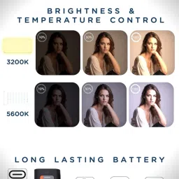 Prolite Bi-Color LED PL-312 Camera Video Light with Diffuser, Battery, Charging Wire | 5200 lx Camera LED Light image 4