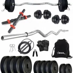 8 kg 20kg PVC weight with 3ft Curl Rod and Accessories Home Gym Combo-image-94