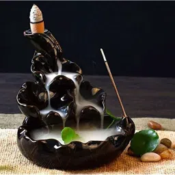 Smoke Backflow Fountains Incense Holder With 10 cones Polyresin Incense Holder-42