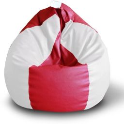 XXL Premium Leatherette Red White Color Teardrop Bean Bag With Bean Filling-image-50