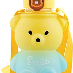 Push Button Open Teddy Water Sipper Bottle with Stickers and Adjustable Strap 800 ml Bottle-18