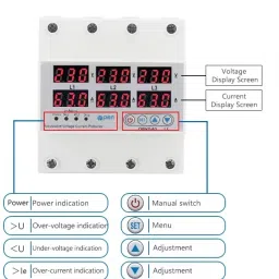 real instruments 3-Phase Automatic Over/Under Voltage Protector with Auto-Reconnect Din-Rail Voltage Guard image 3