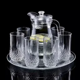 Italian Elegant Premium Glass Lemon Set, Glass Jug(1.3 L) With 6 Glasses(235 ML) Jug Glass Set-image-56