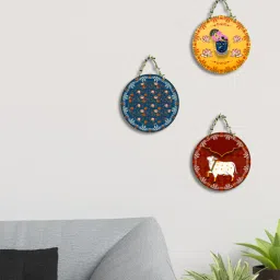 suveharts 3 Pcsgau Mata Wooden Circle Set Hanging-picture-16