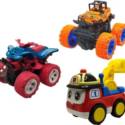 Unbreakable Four-Wheel Drive Friction Powered Diecast Toy Set-I51-6