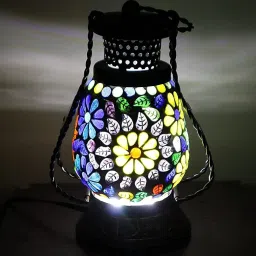 Multicolor Wooden, Glass Hanging Lantern-picture-8
