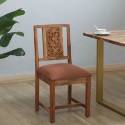 woodsworth from pepperfry Vivant Acacia Wood Dining Chair In Scratch Resistant Natural Finish (Set of 2)-picture-8