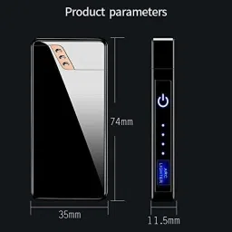 amblic Premium ARC-Lighter Smart Touch Sensor USB Electric Rechareable Lighter with Dual ARC Plasma-LED Indicator Square Shape Fingerpring Flameless Windproof Lighter for Fire/Cigar/Cigarette/Camping/Gift Pocket Lighter image 2