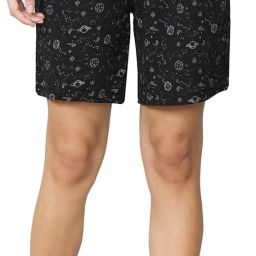 Printed Women Black Regular Shorts-image-76