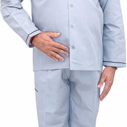 Men Night Suit Set Beige Solid-image-3