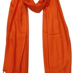 Solid Cotton Blend Women Orange Scarf-image-38
