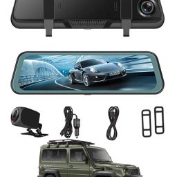 9.66 inch Dash Cam Screen Starlight Night Vision Universal For Car 129 Black LED-image-4