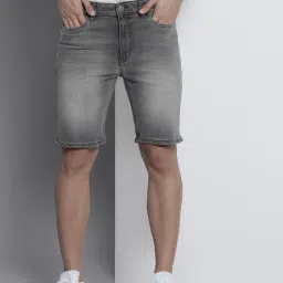 Solid Men Grey Casual Shorts-image-64