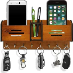 Wood Key Holder with Storage Box Mobile Holder and Pen Holder Designed Wood Wood Key Holder-image-42