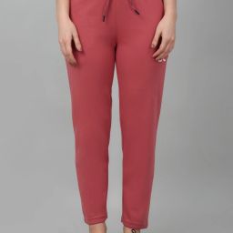 Women Solid Pink Track Pants-image-3