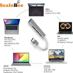 SCALEBEE 4-Port High Speed USB Hub 3.0 with Aluminium Shell USB Hub 3.0 Compatible for PC, MacBook, Mac Pro, Mac Mini, iMac, Laptop USB Hub image 4