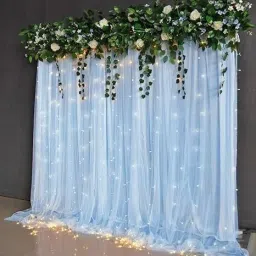 Leaf Vines with White Net Cloth and Led Light for Birthday, Wedding Decoration-image-1