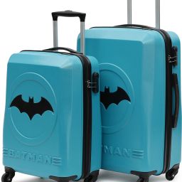 Hard Body Set of 2 Luggage 4 Wheels - BATMAN OFFICIAL MERCHANDISE TROLLEY WITH PREMIUM MOULDED BAT LOGO - Teal-image-96