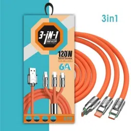 HexaGear 3-in-1 Cable 6 A 1 m METAL BRAIDED Max Power 3-in-1 USB Charging Cable 120W for Rapid and Stable Connection-image-40