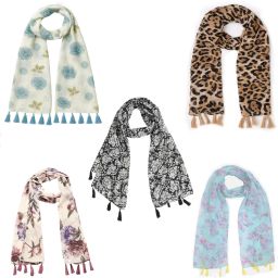 Floral Print Georgette Women Multicolor Fancy Scarf, Scarf, Stole-image-3
